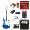 Vault Electric Guitars Bundles Metallic Blue Vault ST1RW Electric Guitar Deluxe Bundle