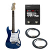 Vault Electric Guitars Bundles Metallic Blue Vault ST1RW Electric Guitar Digitech Element Guitar Processor Bundle