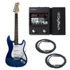 Vault Electric Guitars Bundles Metallic Blue Vault ST1RW Electric Guitar Digitech Element XP ELMTXPV-01 Guitar Processor Bundle