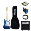 Vault Electric Guitars Bundles Metallic Blue with GA-10 Vault ST1M Electric Guitar Basic Bundle