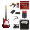 Vault Electric Guitars Bundles Metallic Red Vault ST1RW Electric Guitar Deluxe Bundle