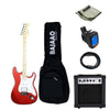 Vault Electric Guitars Bundles Metallic Red With GA-10 Vault ST1M Electric Guitar Basic Bundle