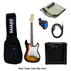 Vault Electric Guitars Bundles Sunburst / Indian Laurel Vault ST1 Premium Electric Guitar with Gigbag, Amplifier, Tuner, Cable, Polishing Cloth & Ebook