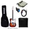 Vault Electric Guitars Bundles Sunburst Vault TL1 Tele Style Electric Guitar with Gigbag, Amplifier, Tuner, Cable, Polishing Cloth & Ebook