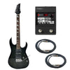 Vault Electric Guitars Bundles Transparent Black Vault RG1RW Soloist Style Electric Guitar With Digitech Element Guitar Processor Bundle