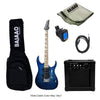 Vault Electric Guitars Bundles Transparent Blue Vault RG1 Soloist Premium Electric Guitar with Gigbag, Amplifier, Tuner, Cable, Polishing Cloth & Ebook