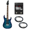 Vault Electric Guitars Bundles Transparent Blue Vault RG1RW Soloist Style Electric Guitar With Digitech Element Guitar Processor Bundle