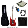 Vault Electric Guitars Bundles Transparent Red Vault RG1 Soloist Premium Electric Guitar with Gigbag, Amplifier, Tuner, Cable, Polishing Cloth & Ebook