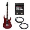 Vault Electric Guitars Bundles Transparent Red Vault RG1RW Soloist Style Electric Guitar With Digitech Element Guitar Processor Bundle