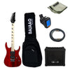 Vault Electric Guitars Bundles Transparent Red With Vault Fury 15 Vault RG1 Electric Guitar Gigbag Bundle with Die-cast tuners and Dual-action truss rod