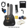 Vault Electro Acoustic Guitar Bundles Black Vault ED-10CE 41 inch Cutaway Electro Acoustic Guitar with Amplifier, Strings, Gig Bag, Picks, Strap, Cable, Tuner, Winder,  Polishing Cloth and E-Book