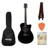 Yamaha Acoustic Guitar Bundles Black / BUNDLE Yamaha FS80C The Ultimate Concert Body Cutaway Acoustic Guitar with Strap, Picks & Ebook