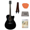 Yamaha Acoustic Guitar Bundles Black / Pack Yamaha FS80C The Ultimate Concert Body Cutaway Acoustic Guitar with Strap, Picks & Ebook